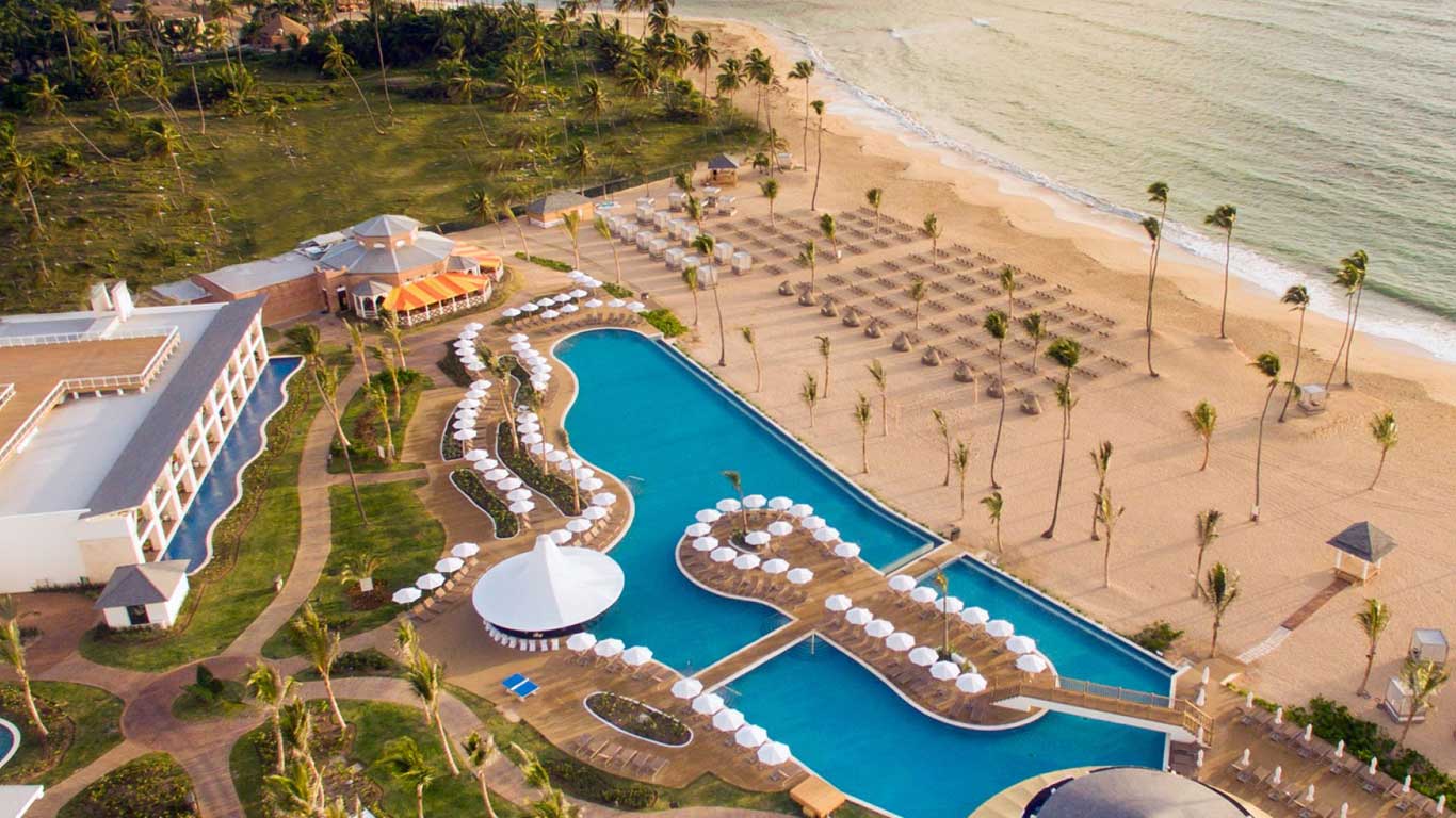 Nickelodeon Hotels & Resorts Punta Cana family all-inclusive with Aqua Nick water park, character experiences, and colorful resort atmosphere.