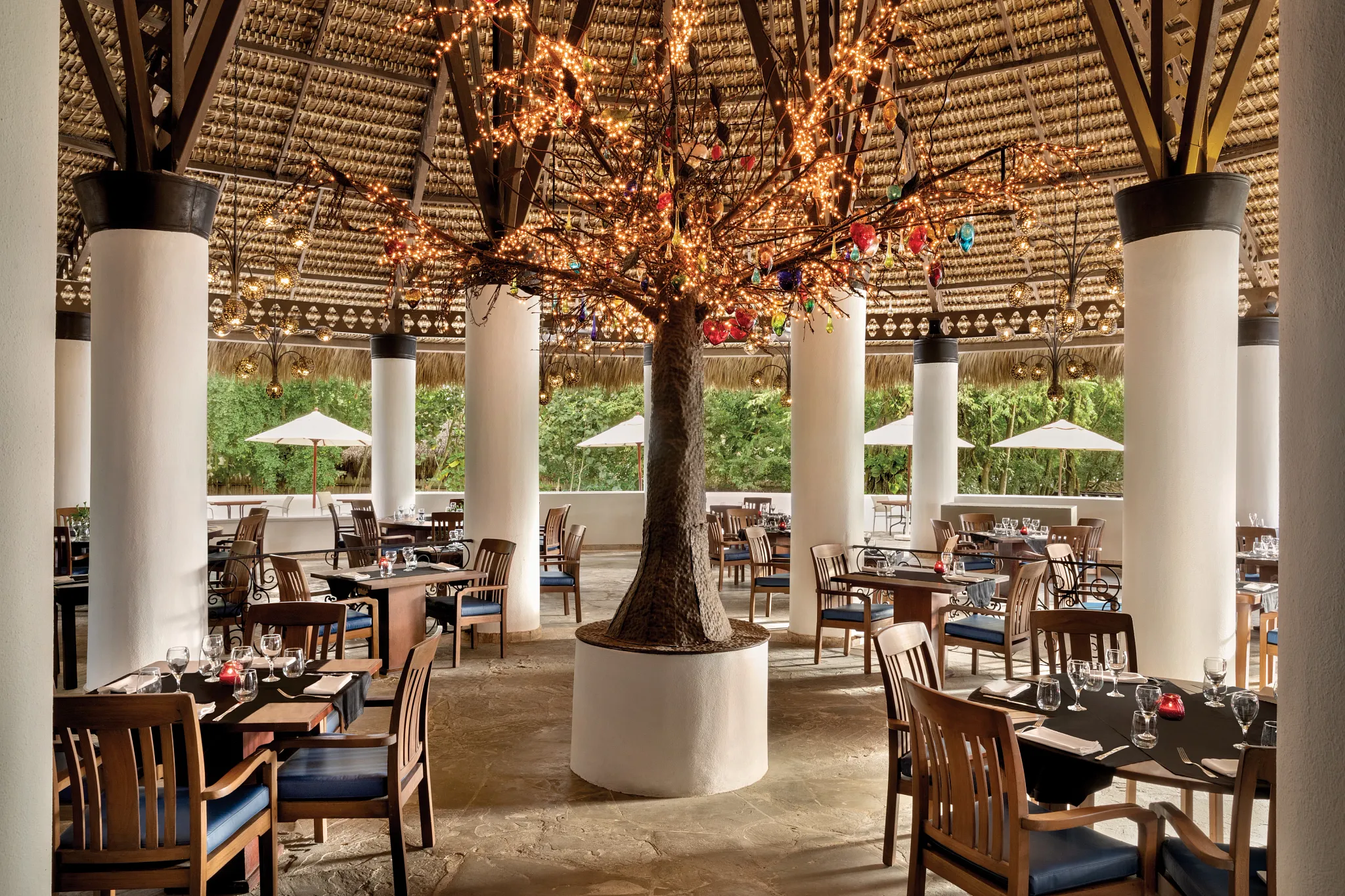 Noor restaurant at Secrets La Romana Resort & Spa featuring elegant Middle Eastern-inspired décor, warm lighting, and upscale dining ambiance.