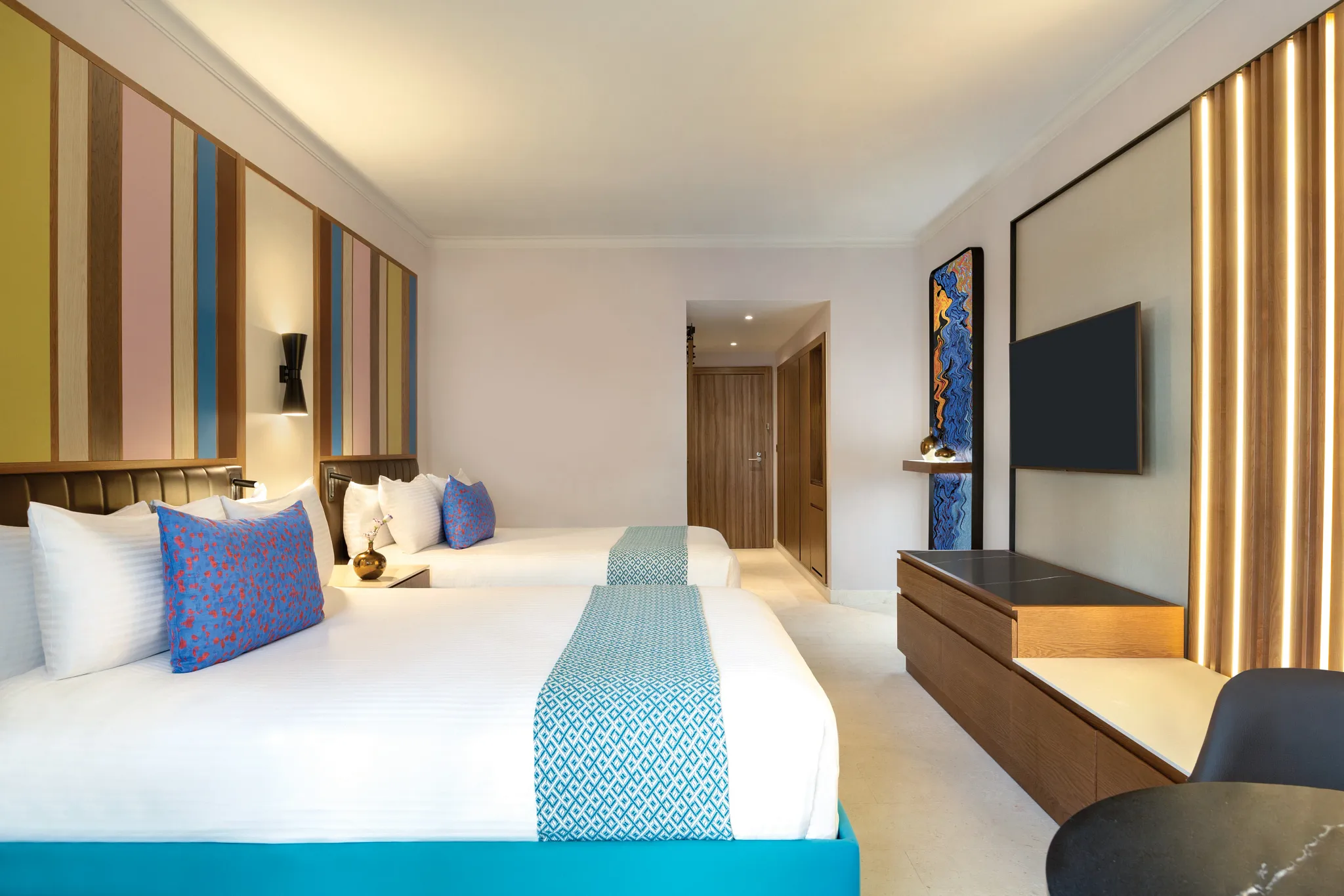 Preferred Club Ocean View room with two queen beds at Secrets La Romana Resort & Spa.