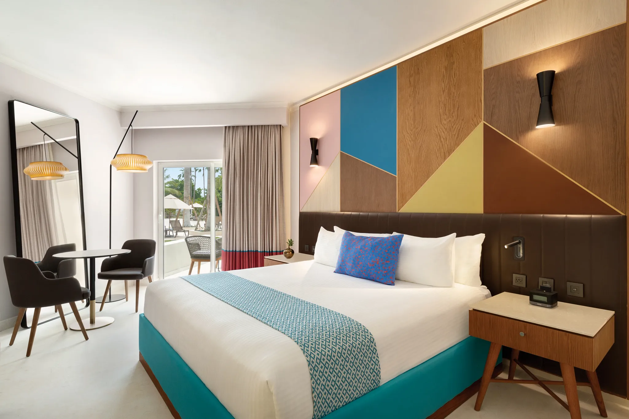 Preferred Club Pool View king room with modern décor at Secrets La Romana Resort & Spa.